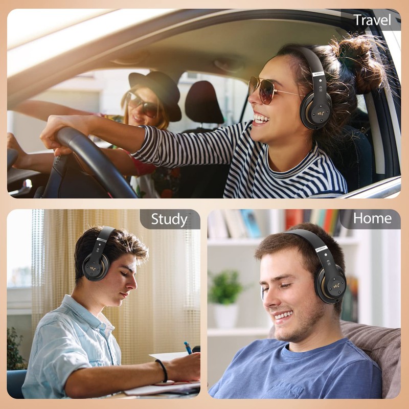 Rebocico Bluetooth Headphones Over Ear, 6 EQ Modes Wireless Headphones