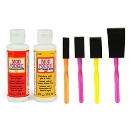 Mod Podge Decoupage Starter Kit Bundle with 6 Items -- Gloss and Matte Medium with 4 Foam Brushes