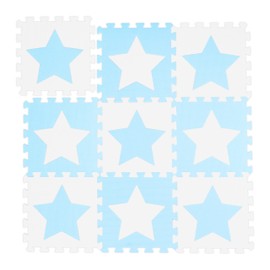 Relaxdays Puzzle Mat Stars 9 Pieces 18 Pieces EVA Foam Non-Toxic Play Mat 91 x 91 cm White/Blue
