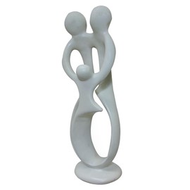 Stoneage Arts Bonding Family Love Parent with Child Sculpture, Ujamaa - Family Unity. Décor Genuine Hand Carved in Kenya Modern Contemporary Couple Gift (Natural, 12 Inch / 2 Parents & Child), SS1900