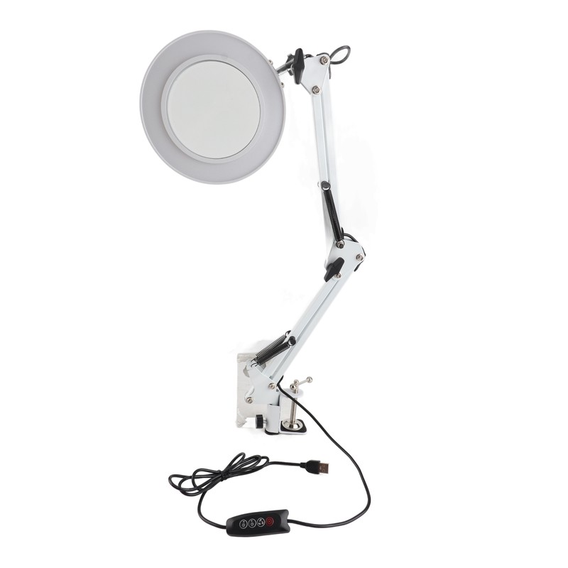 5X Magnifying Glass Clip On LED Tattoo Desk Lamp USB