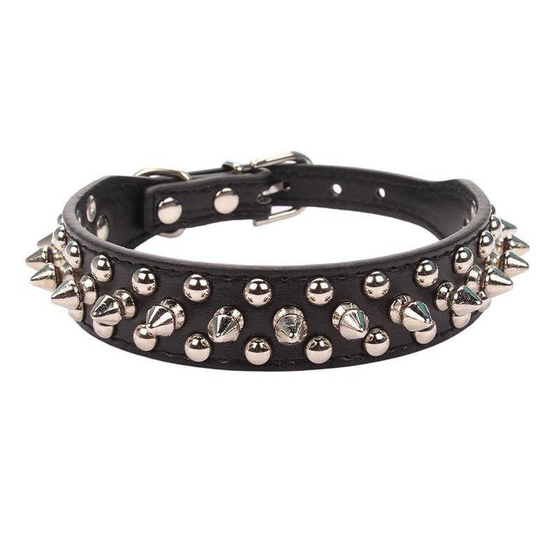 Aolove Mushrooms Spiked Rivet Studded Adjustable Pu Leather Pet Collars