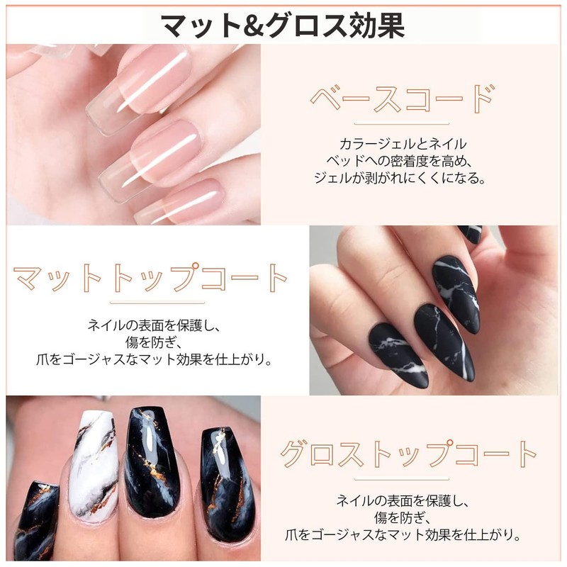 Modelones Gel Nail Top Coat, Matte Top Coat, Base Coat,