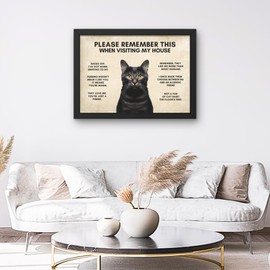 State Media Vision Funny Cat House Rules Wall Print - Cat Lover’s Hilarious Reminder for Guests - Black Cat Poster - Variety of Sizes (Black Cat, A4 Print Only)