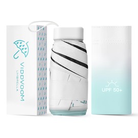 ViddVoom Compact Mini Umbrella for Purse - Lightweight, Pocket-Sized Travel Umbrella with Black UV Coating for Sun Protection, Green