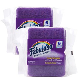 Fabuloso Sponges Purple 6 CT | Purple Scratch-Free Sponges for Dishes and Surfaces | Purple Dishwashing Sponges from Fabuloso for Bold and Bright Cleaning Experience, 6 Count - 2 Pack