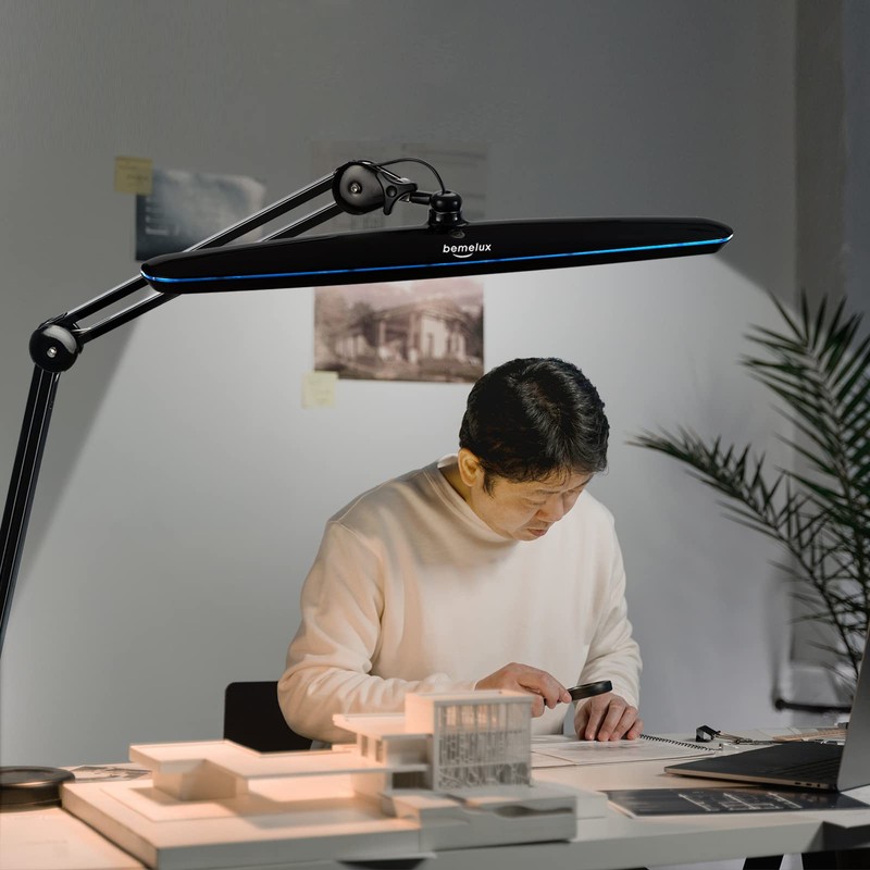 bemelux Task Lamp with Clamp, Bright 117PCS LEDs, Metal Swing