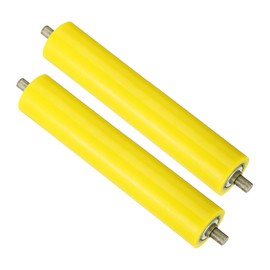 PATIKIL Polyurethane Coated Conveyor Roller 2" Diameter 10" Length, 2 Pack Stainless Steel Transmission Replacement Part Galvanized End, Yellow