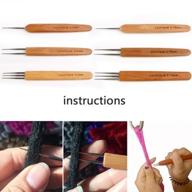 Dreadlocks Crochet Hook for Hair 3pcs/Set (1 Hook, 2 Hooks, 3 Hooks) 0.75mm Dreadlock Hooks with Wooden Handle Crochet Needles for Hair Dreadlock Needle Tool for Braid Craft
