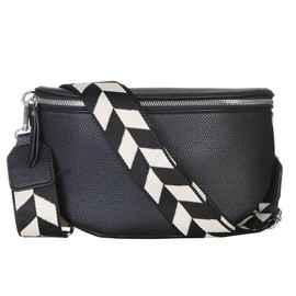 Bum Bag Women's Stylish Shoulder Bag Waist Bag Body Bag Belt Crossbody Bag Shoulder Bag with Adjustable Strap 25, black, Belt bag