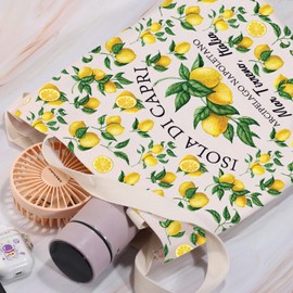 Capri Italy Canvas Tote Bag Arcipelago Napoletano Souvenir Gift Mar Tirreno Travel Shopping Bag Lemon Lover Gifts (ISOLA DI CAPRI)