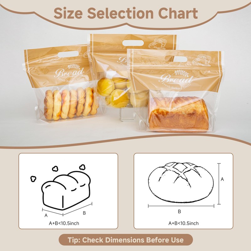 Lesibag Plastic Bread Bags for Homemade Bread, Freezable Seal Tight