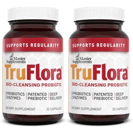 Master Supplements TruFlora - 32 Capsules, Pack of 2 - Blend of Probiotics & Enzymes - Promotes Optimal Gut Health & Boosts Energy - Gluten Free - 64 Total Servings