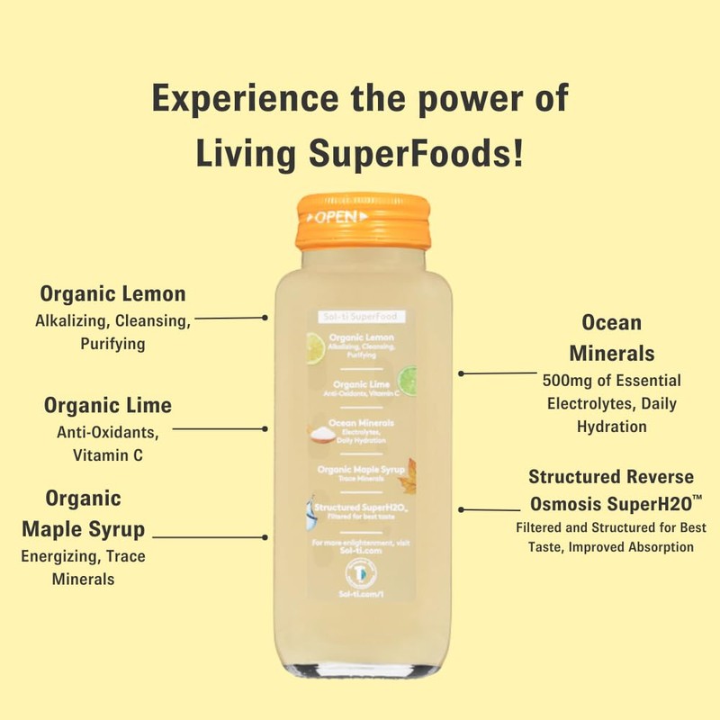 Organic Lemon Lime Electrolytes SuperAde Drink, Effective Hydration, SuperFood Lemonade