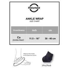 Rolxmed Adjustable Ankle Wrap Support Brace Neoprene Compression Sleeve for Plantar Fasciitis Achilles Tendontion Sprain for men and women (Black_AS05, One Size)