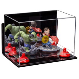 Better Display Cases Versatile Acrylic Display Case - Small Rectangle Box with Mirror, Wall Mount, Red Risers and Clear Base 9.5" x 6" x 6.5" (A005-RR)