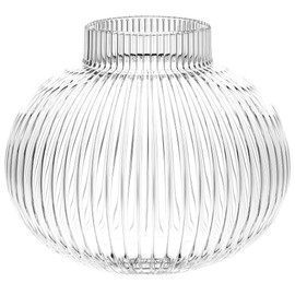 YANWE1 Round Glass Vase, Flower Vase for Bouquet, Ribbed Glass Vase, Fluted Vase, Clear Glass Vase for Tulips, Modern Glass Vase for Living Room, Office, Coffee Table, Shelf, Wedding, 6 Inches