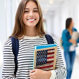LNZLKING Spiral Notebook Journal for Women Men, A5 Hardcover Journal, 120 Pages Thick Paper, College Ruled Writing Notebook for School, Work & Office 8.3'' × 5.9''(Vintage Wood American Flag)