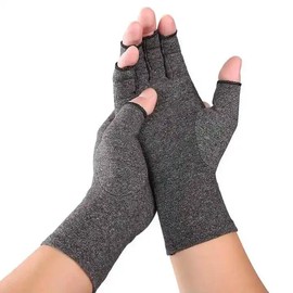 2Pairs Arthritis Compression Gloves for Men & Women | Open Finger Wrist Support Gloves | Relieve Arthritis Pain, Breathable Moisture Wicking Fabric, Hand Therapy Carpal Tunnel Gloves | Grey (M)