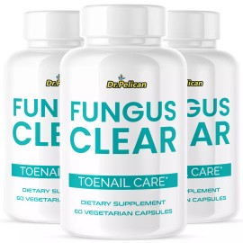 Pelican Vitamins Fungus Clear- Skin & Nail Support- 3 Bottles- 180 Capsules