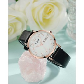 CIVO Womens Watch Waterproof Leather: Ladies Analog Quartz Watch Fashion Simple Elegant Dress Womens Wrist Watches Grey