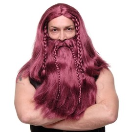 Wig Me Up RJ033 Men's Wig & Beard Wig, Carnival, Viking, Barbar, German, Long, Braided