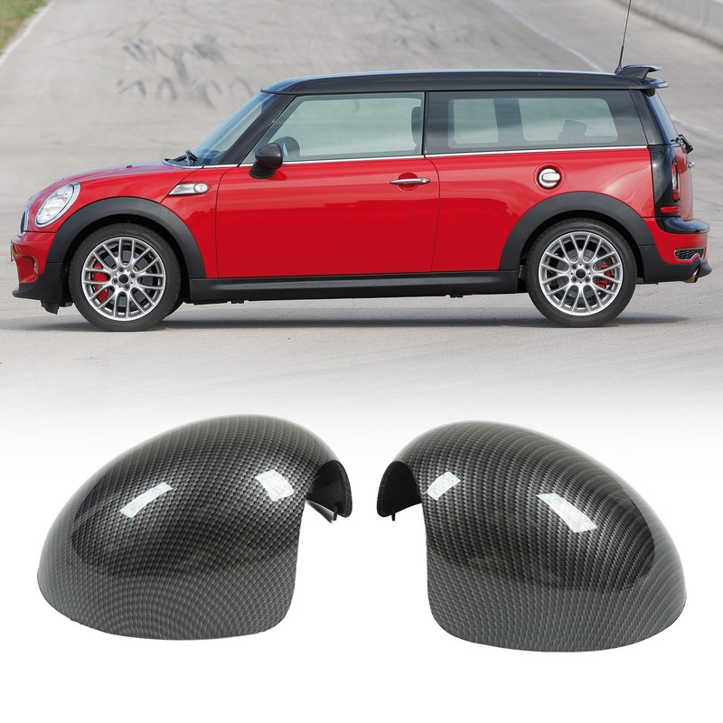 2 Pcs Door Side Rearview Mirror Cover Cap Carbon Fiber