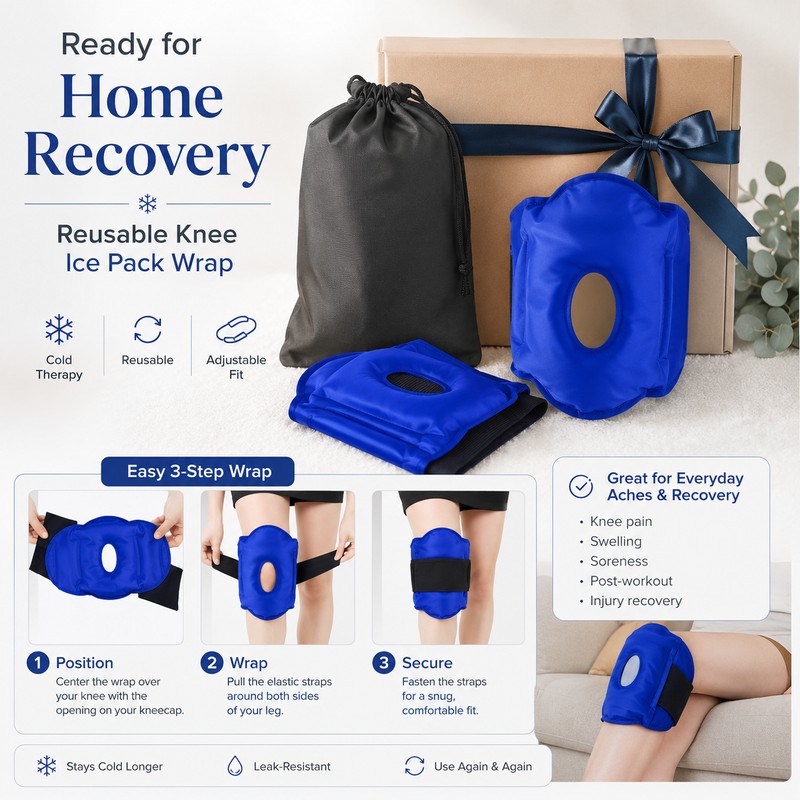 Reusable Knee Ice Pack Wrap for Hot & Cold Comfort