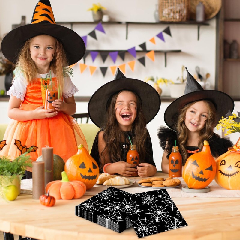 60 Pack Halloween Spider Web Paper Napkins – 13 x