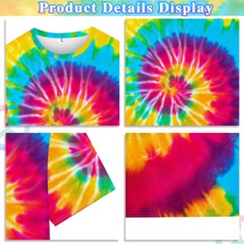 kooirsp Hippie Costume for Men Women 4PCS Mens 60s 70s Outfit Set Colorful Hippie Shirt Sunglasses Headband Peace Necklace (Swirl Tie Dye, X-Large)