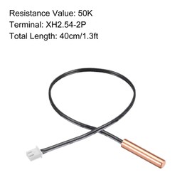 Rebower NTC Thermistor Probe 50K 40cm Waterproof Copper Temperature Sensor Probe for Digital Temperature Transmitter, 2pcs