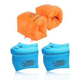 4 Pcs Inflatable Swimming Armbands, Thickened Float Roll-Up Sleeves for Kids & Adults | Swim Training Aids for Toddlers to Adults | Essential Summer Pool Safety Accessory