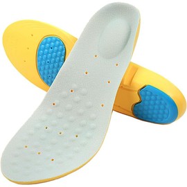 Insoles Shoes Inserts for Men and Women, Providing Arch Support, Cushion and Shock Absorption, Relieve Foot Pain (Yellow, L)