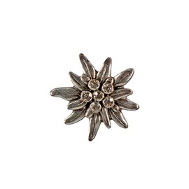 Alpenflüstern Lapel Pin Rhinestone Edelweiss Small Antique Silver Colours API106, Gemstone, Without Stone