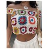 MakeMeChic Women's Crochet Floral Knitted Crop Tops Off The Shoulder