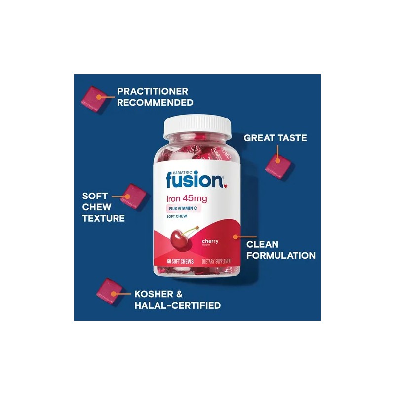 Bariatric Fusion Hierro Vitamina C Masticable 60 Chews Cereza Nutricional