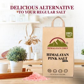 Himalayan Chef Pink Salt - Coarse Salt for Grinder Refill - 80oz Bag (5 Pounds Bulk Bag), Pure 100% Natural, Non-GMO, Vegan, Halal and Kosher Certified