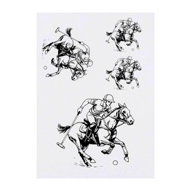 4 x 'Polo Game' Temporary Tattoos - Water Resistant, Skin-Safe, Non-Toxic Transfers, Mixed Sizes (TO00086220)