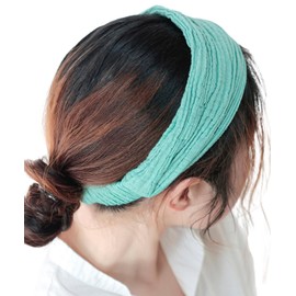 Green Pakira Hair Band for Cleansing, Stylish, Hair Turban, Women's, Back Headband, 100% Cotton, Popular, Adult, Bandana, Fashion, Sweatband, Hair Accessory, Hide Gray Hair, Cute, 100% Cotton, Plain