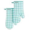 KitchenAid Gingham Oven Mitt 2-Pack Set, Charcoal Grey, 7"x13"
