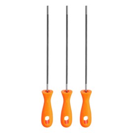 HARFINGTON 3pcs Chainsaw File 5/32"(4mm) Chrome Steel Double Cut Round Rasp with Plastic Handle for Chain Saw Polishing