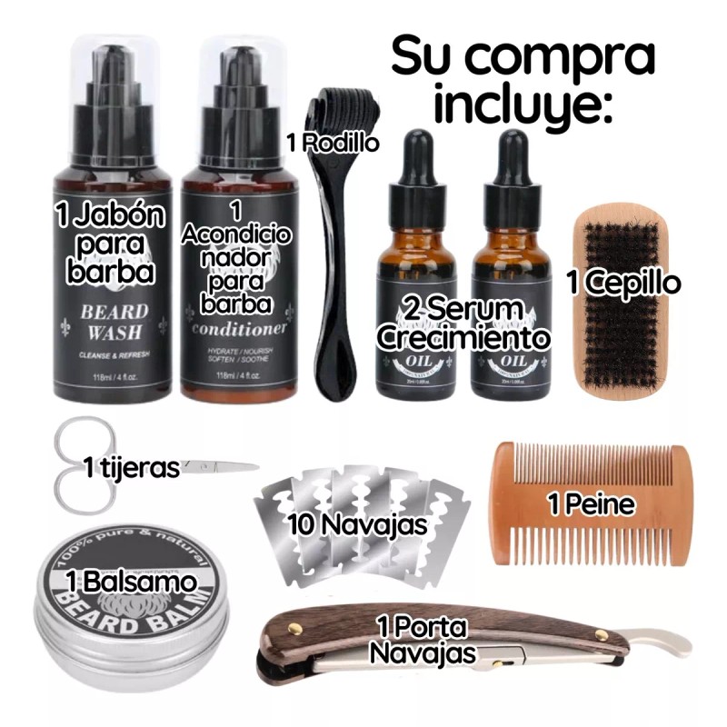Universo en Linea Kit Aseo Y Cuidado Barba Bigote Navaja