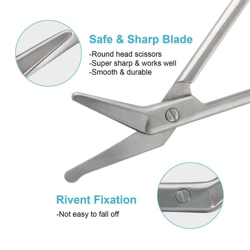 KONWEDA Ostomy Scissors Curved Blunt Tips, Small Scissors for Colostomy