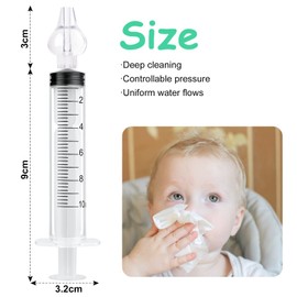 Vicloon Baby Nasal Irrigator, 2PCS Nasal Syringe for Baby, Syringe Nasal Irrigator with Cleanable and Reusable Silicone Nasal Suction Tip forIrrigation, Nasal Spray, Nasal Hygiene（Transparent）