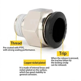Metaland Push to Connect Fitting, 1/4" Tube OD x 1/8" NPT Male Pneumatic Air Line Quick Push Lock Adapter (Pack of 10)