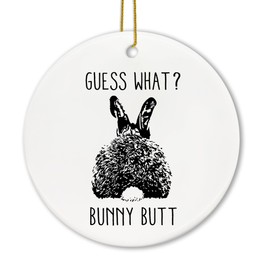 Voatok Funny Bunny Ornament, Bunny Ornaments for Christmas Tree, Bunny Christmas Ornament, Bunny Gifts for Women Bunny Lovers, Ceramic Christmas Ornaments, Bunny Decorative Hanging Ornament