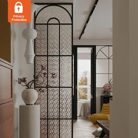 Alvorox Window Privacy Film, Stained Glass Window Film UV Sun Blocking, Non Adhesive Frosted Static Cling Decorative, Removable and Reusable Window Tint for Home (17.7" x 157.4")