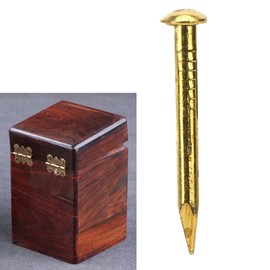 100 pieces brass nails, brass rosette nails, rosette pins, round head, brass brad nail for wood, for hanging picture frame mirrors, furniture hinge, hardware accessories (22 mm long, bold)