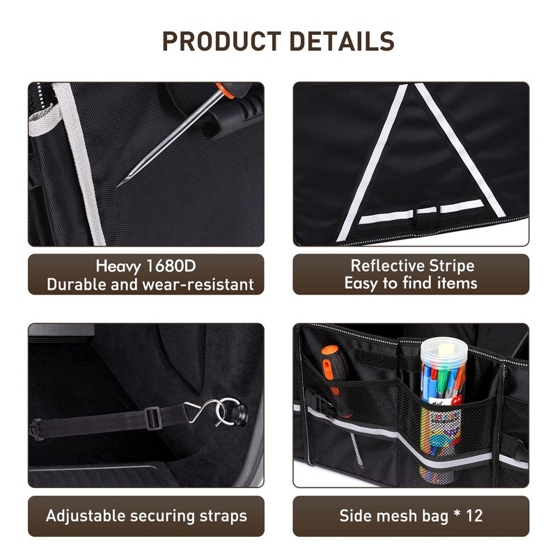 HIRALIY 4 in 1 Car Trunk Storage Organizer with Leakproof