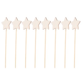 STOBOK 8 Pcs Princess Wand Fairy Wand with Star Wooden Fairy Wands Unfinished DIY Crafts Star for Girls Princess Cosplay Costume Party
